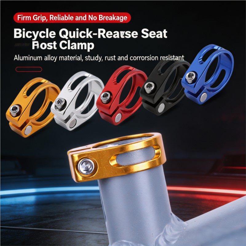 Commuter Bike Lock - Aluminiumlegierung Fahrrad-Sattelstützenklemme 28,6-34,9mm Fahrrad-Sattelrohr-Klemmring mit Schraubverschluss