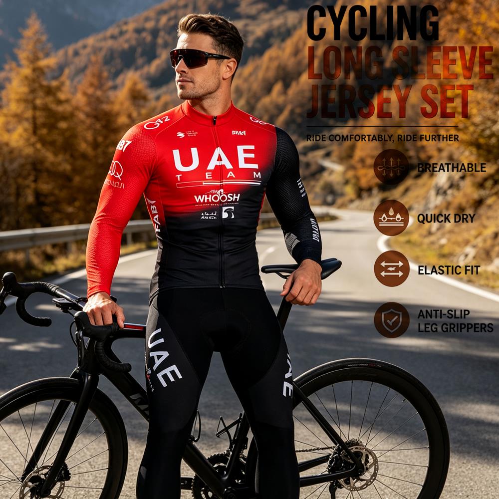 Cycling Commuter Trousers - Frühling Sommer Langarm-Radtrikot-Set mit Trägerhose Ropa