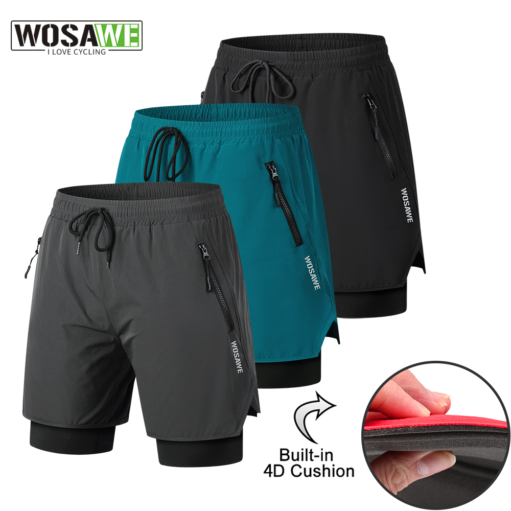 Cycling Commuter Trousers - WOSAWE MTB-Shorts, Sommer-Männer, Radhose, 2-in-1, gepolsterte